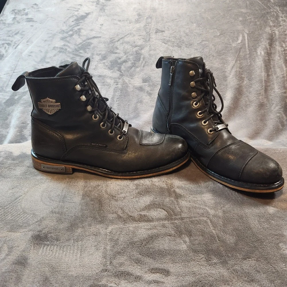Harley Davidson Boots Mens 12 Black  Leather Clancy Waterproof Motorcycle D96159